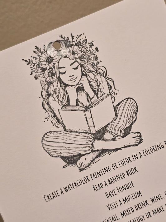 Bucket List Calendar (undated) - Simple Black & White (Magnetic Hanger Hook Included)