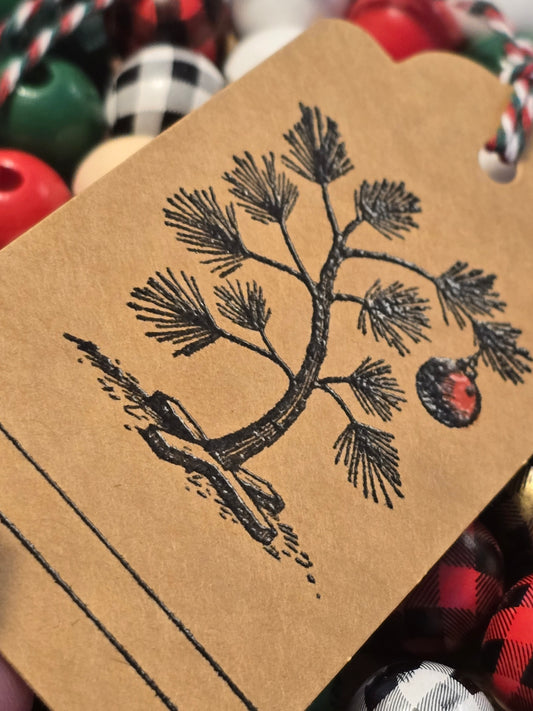 Charlie Brown Christmas Tree Gift Tag (individual, Kraft brown, 20 available)