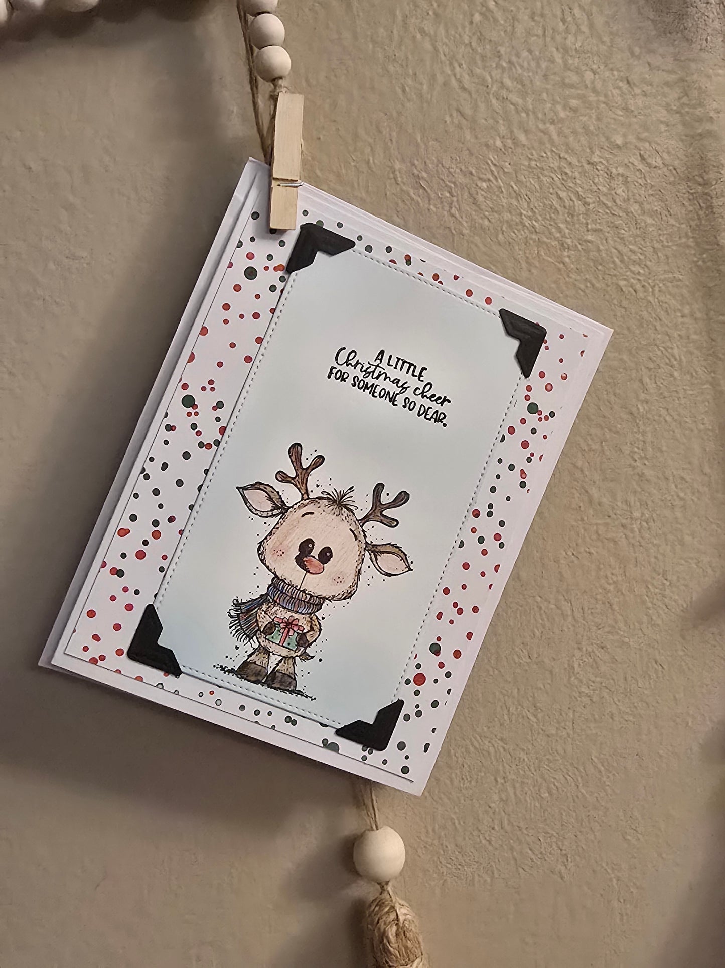"A little Christmas cheer for someone so dear." Handmade Holiday Card