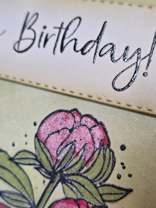 Blooming Peonies Handmade Birthday Card