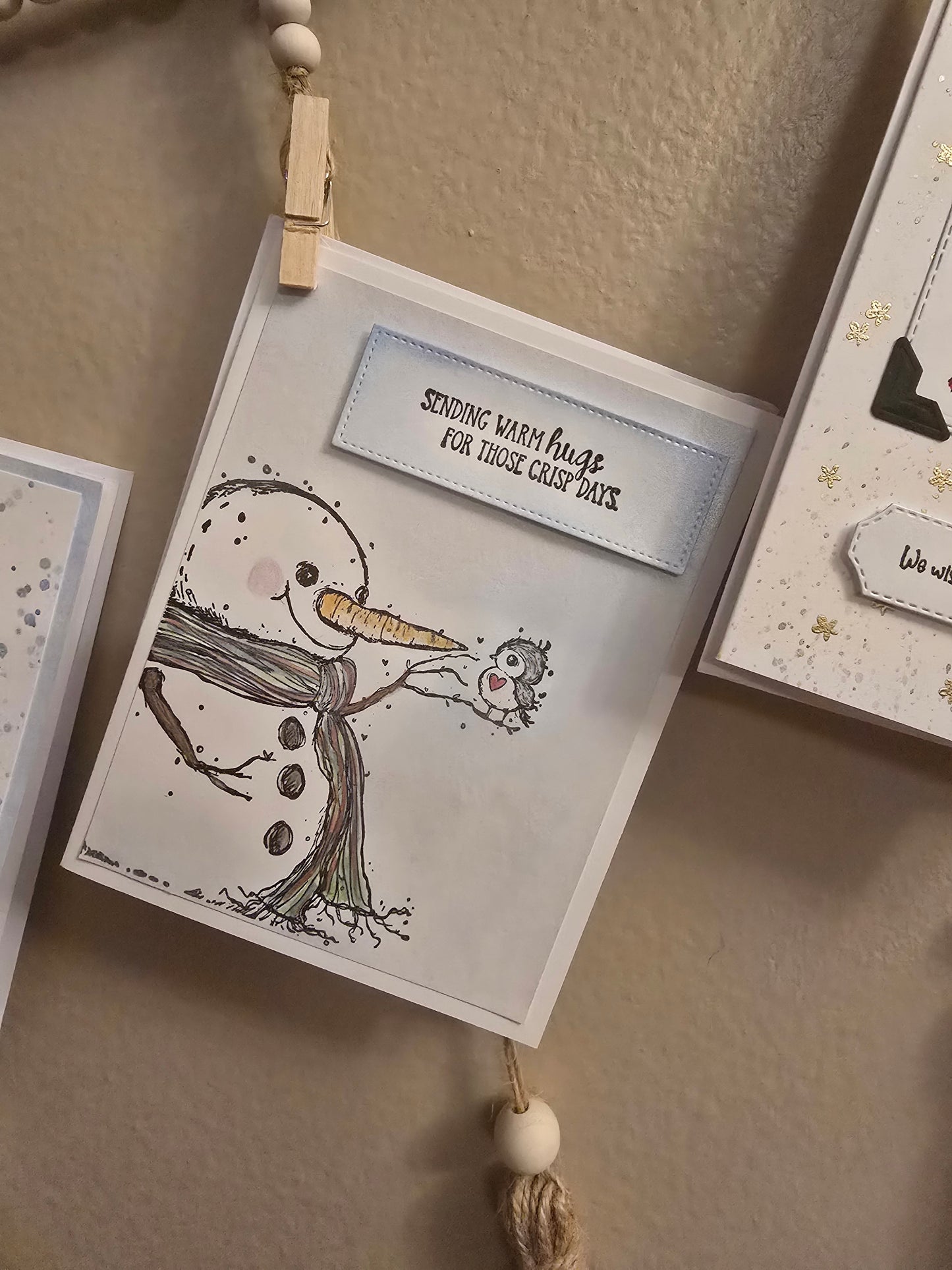 "Sending warm hugs for those crisp days" Handmade Holiday Card