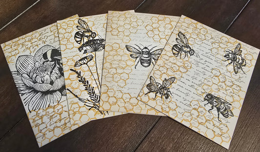Beautiful Bees Blank Notecard - Set of 4 Unique Designs