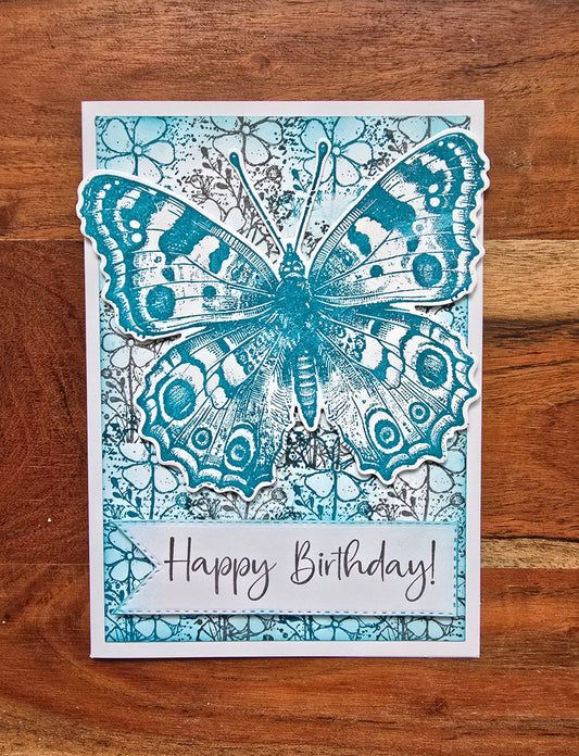 Coordinating Gift Set -Handmade Birthday Card, Mini Tote Bag, and Bookmark (Butterfly & Flower theme)