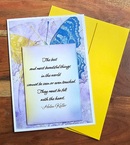 The best and most beautiful things... Helen Keller (Handmade Sympathy Card)