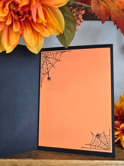 Halloween witch and cat (Handmade Halloween Greeting Card)