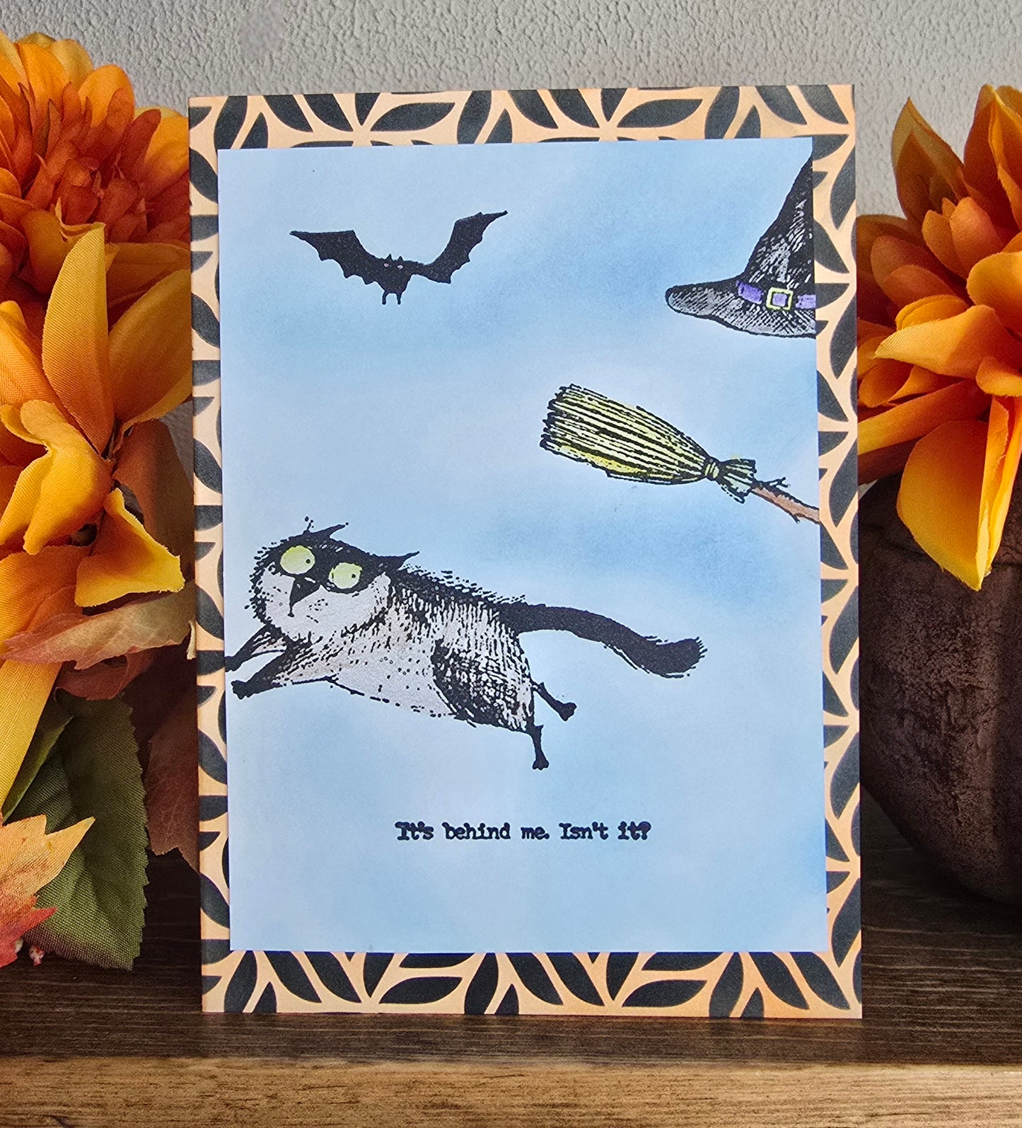 It's behind me. Isn't it? (Handmade Halloween Greeting Card)