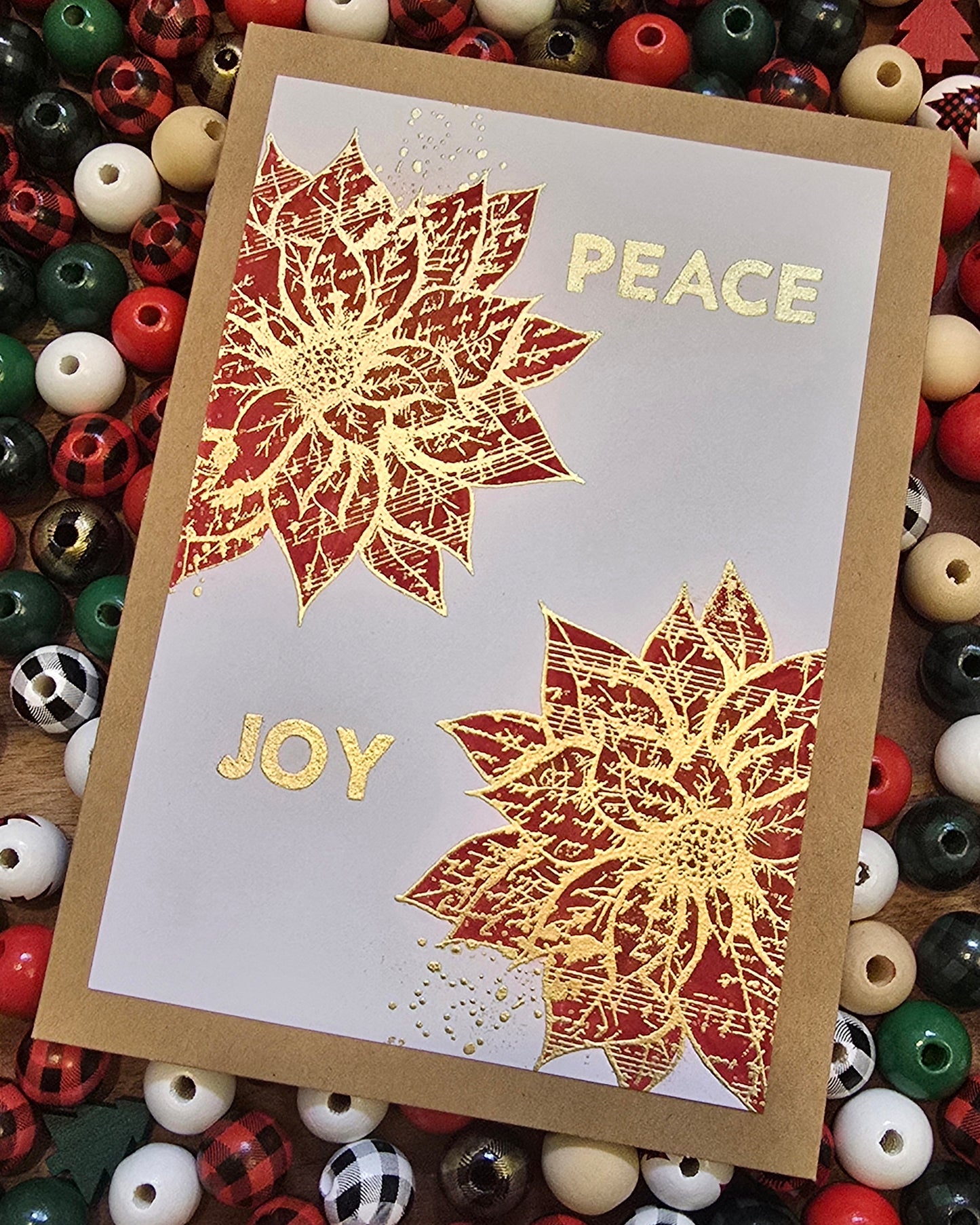 Peace and Joy Poinsettias Holiday Card Collection (6 cards, 2 unique designs)