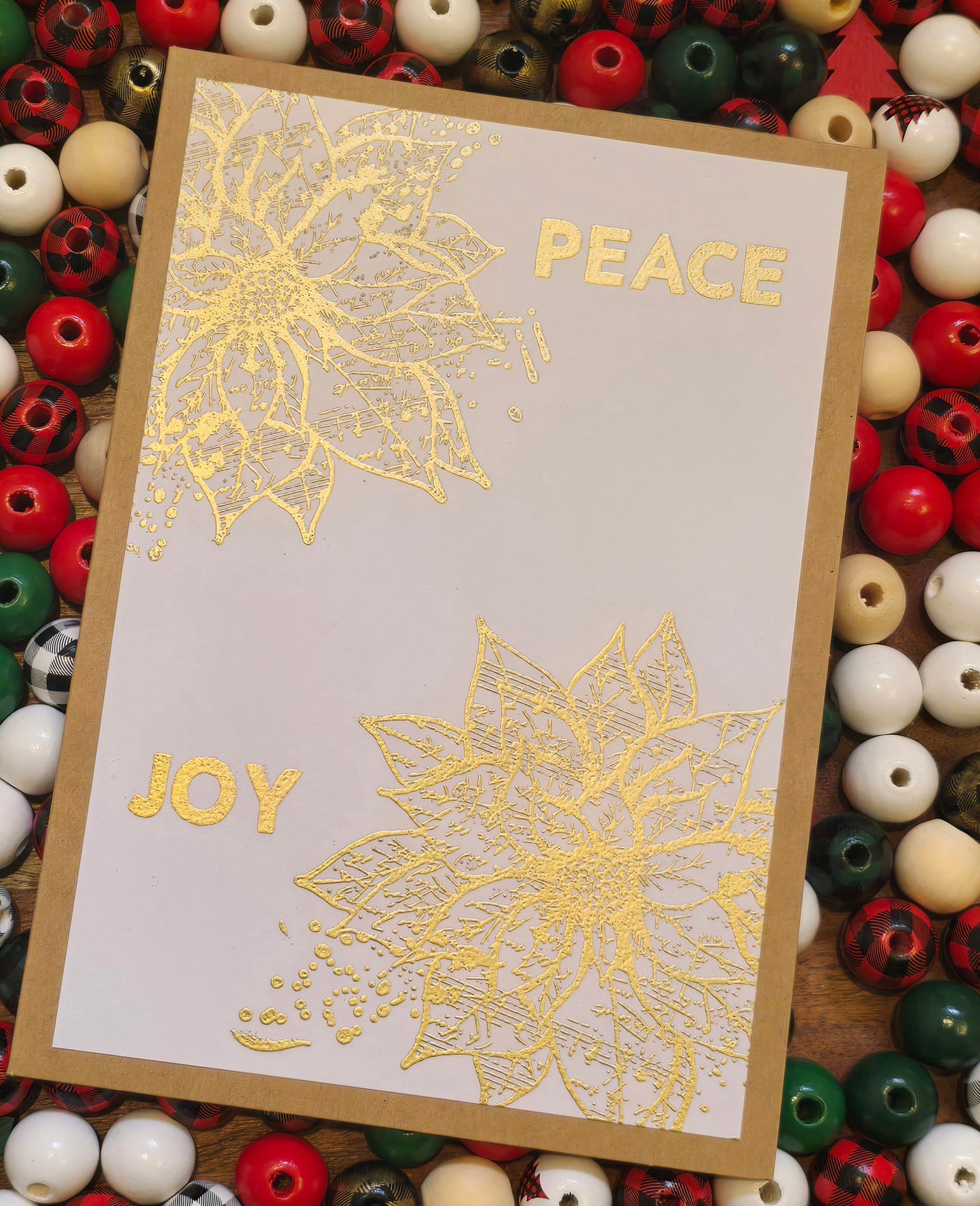 Peace and Joy Poinsettias Holiday Card Collection (6 cards, 2 unique designs)