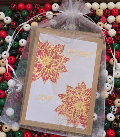 Peace and Joy Poinsettias Holiday Card Collection (6 cards, 2 unique designs)