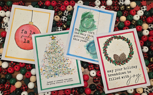 Holiday Sass Watercolor Card Collection (4 Unique Cards)