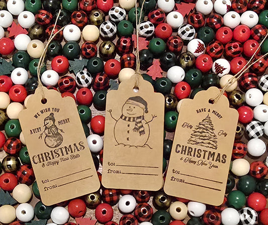 Holiday Gift Tags - Snowman & Christmas Trees (Set of 15)