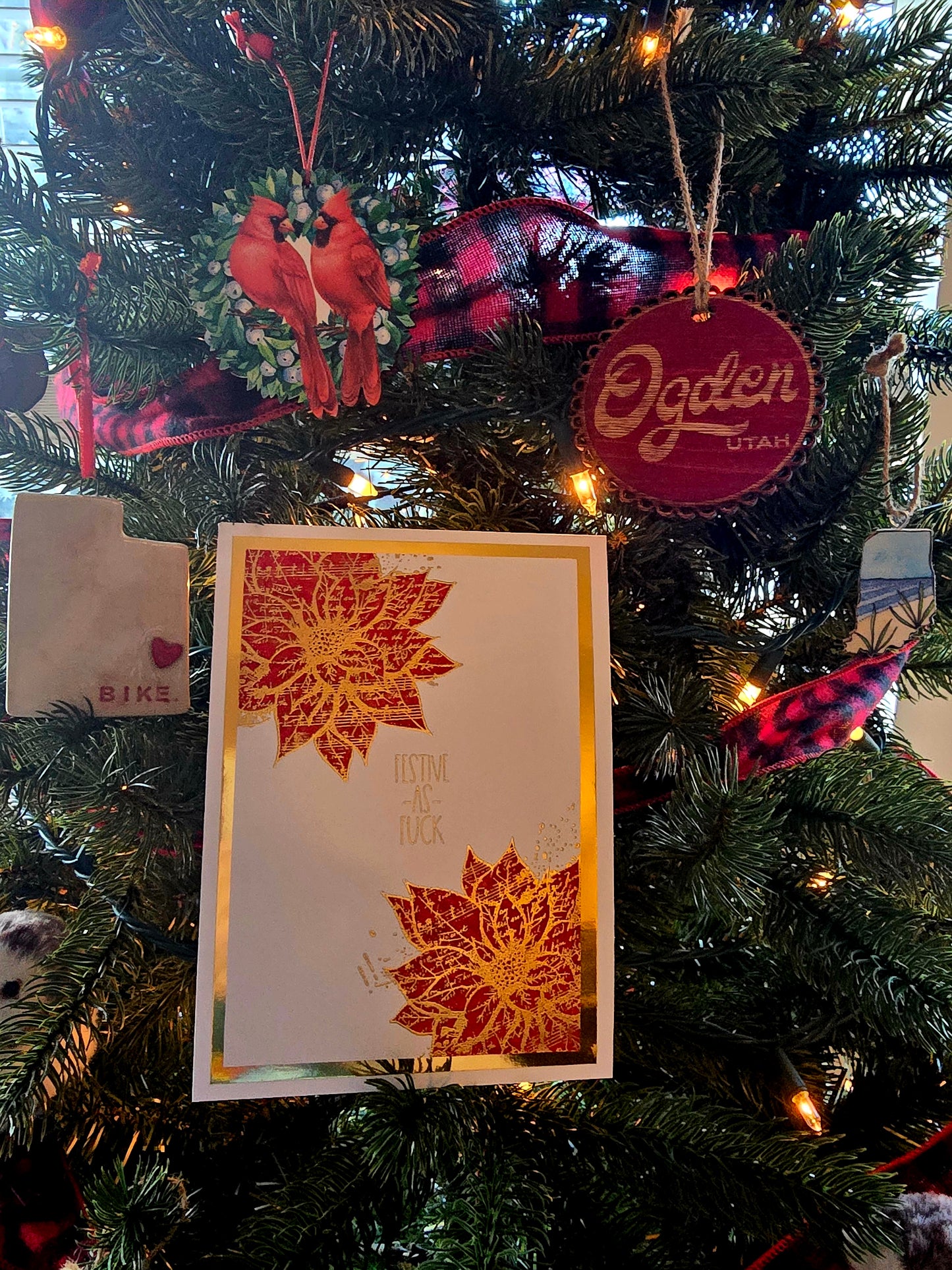 Festive as Fuck - Single Sided Holiday desktop decor (5.5" x 7.5")