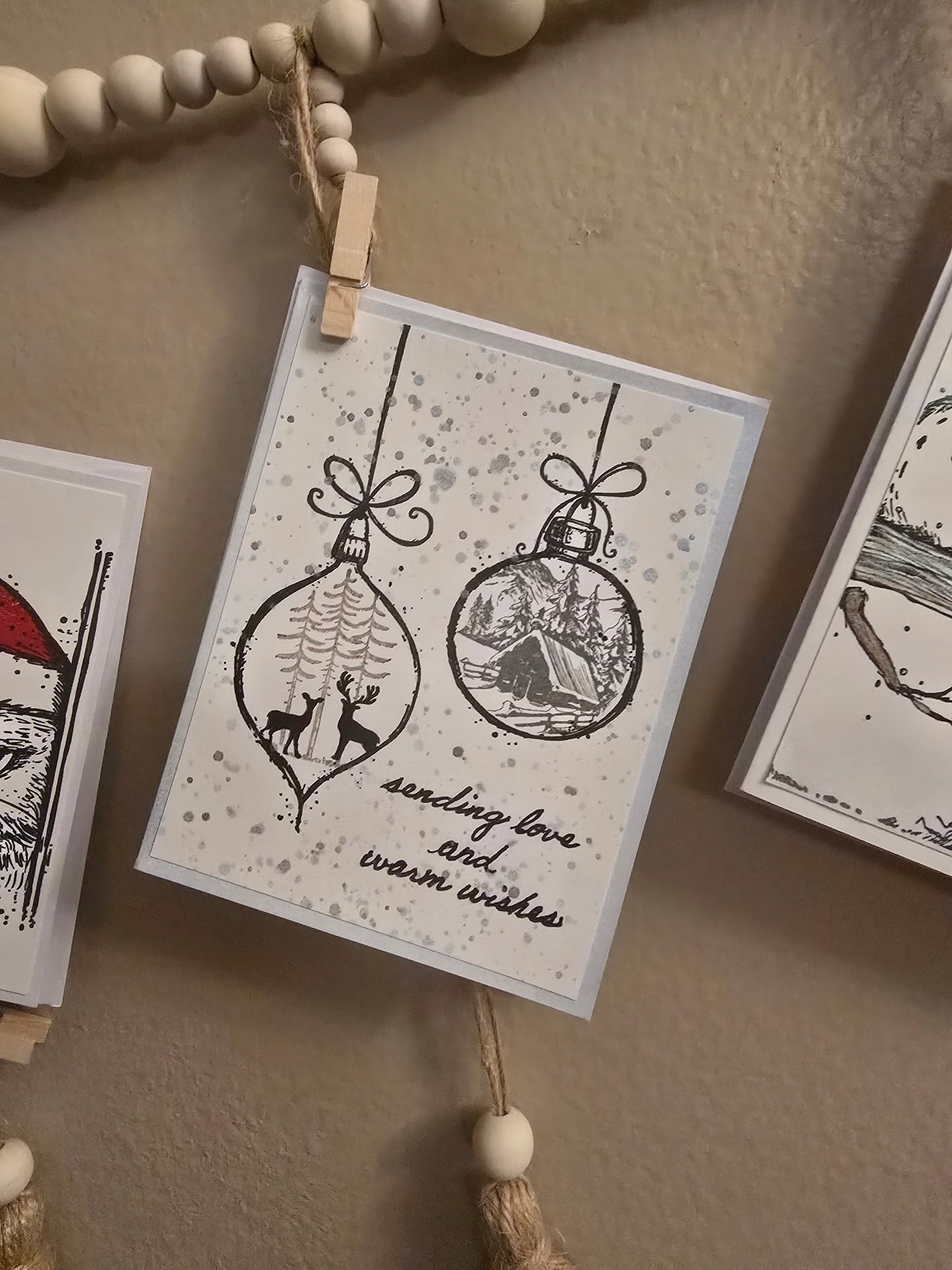 "Sending love and warm wishes" Handmade Holiday Card