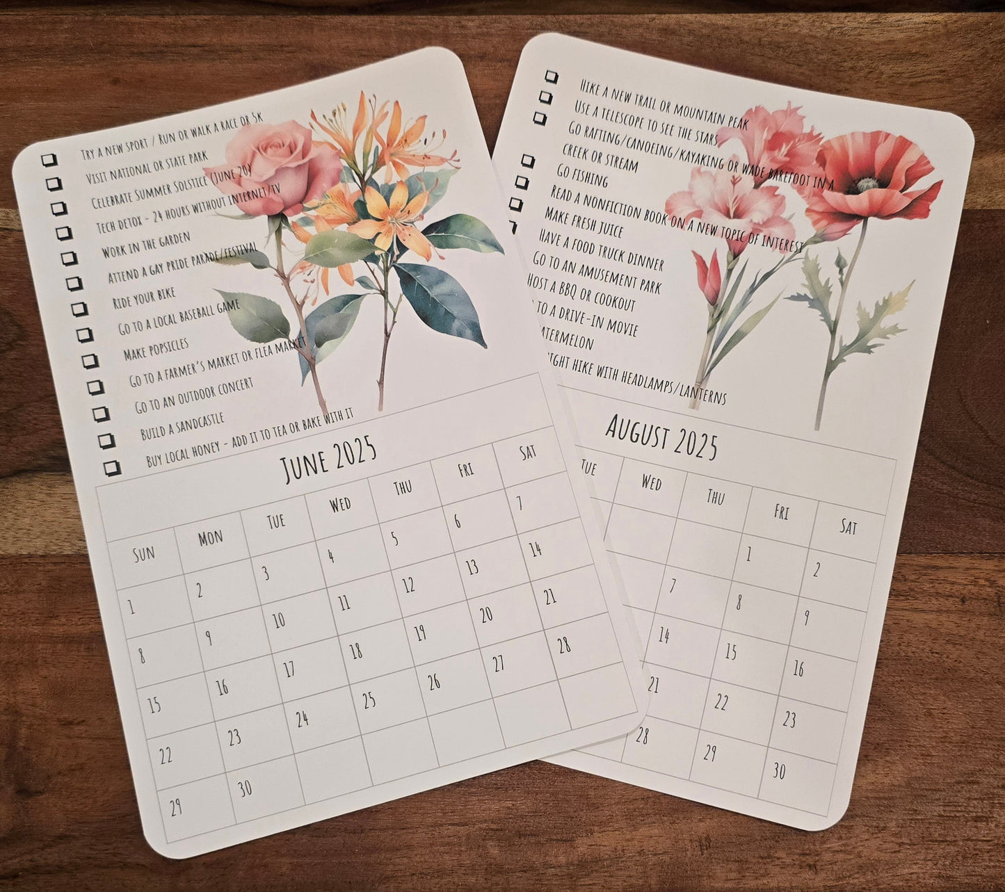 2025 8.5"x5.5" Desktop Bucket List Calendar with Birth Month Flowers (does not include easel)