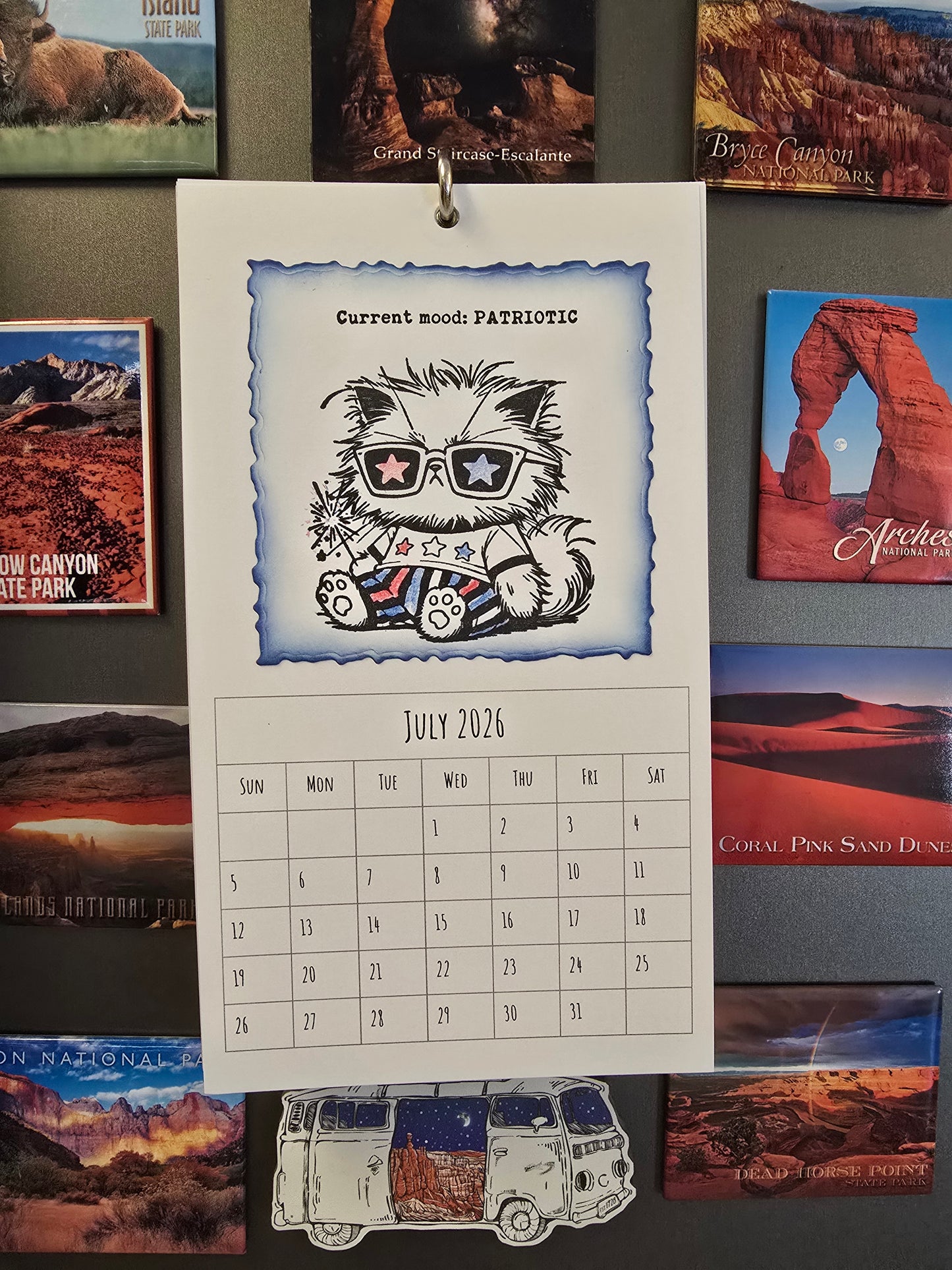 "Pissy Kitty" 2026 Hanging Calendar (Magnetic Hanger Hook Included)