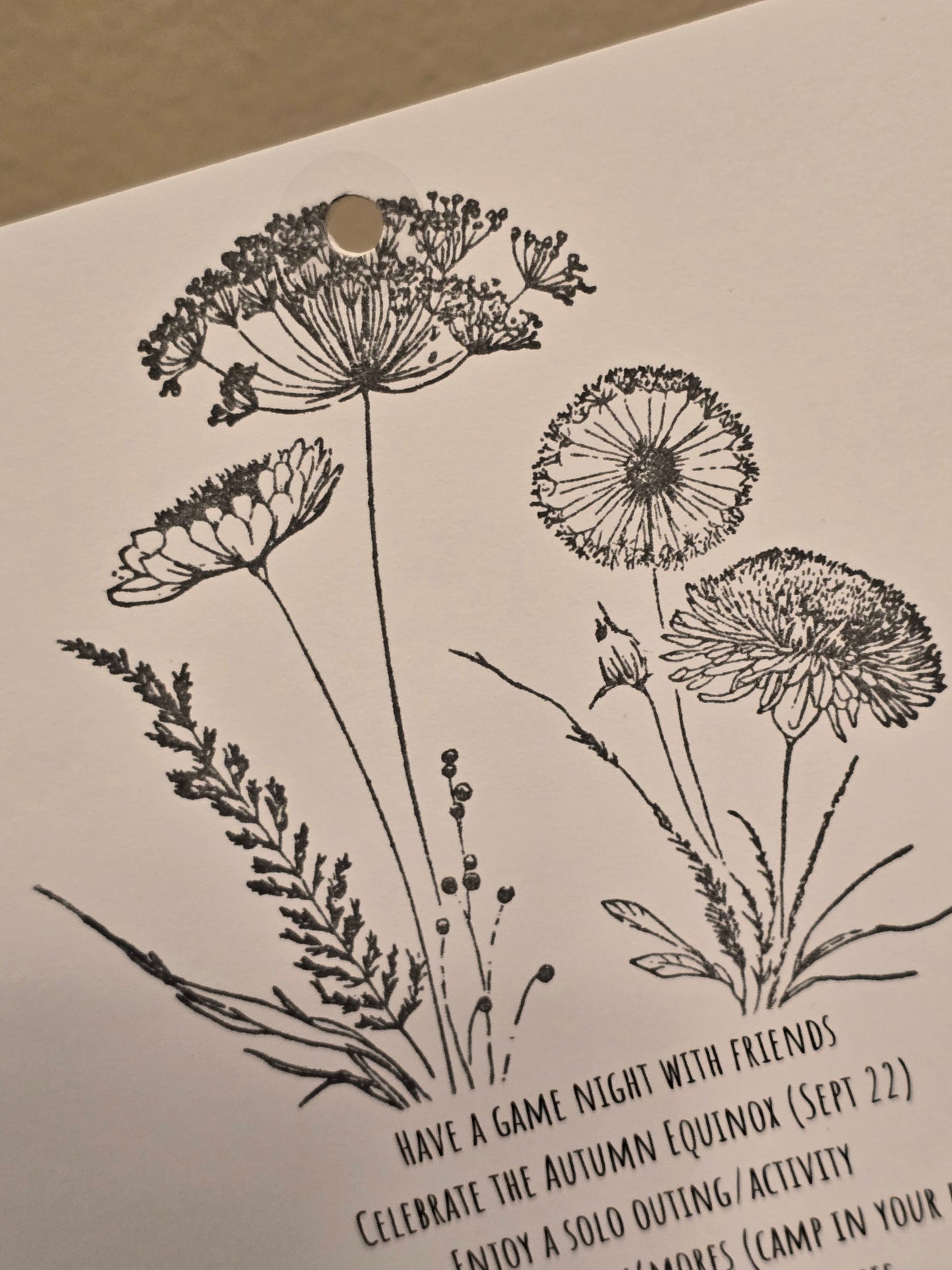 Bucket List Calendar (undated) - Simple Black & White (Magnetic Hanger Hook Included)