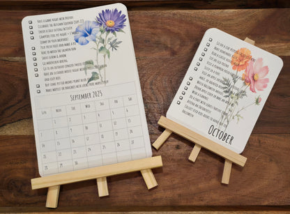 2025 5.5"x4.5" Desktop Monthly Bucket List with Birth Flowers (no calendar, easel not included)