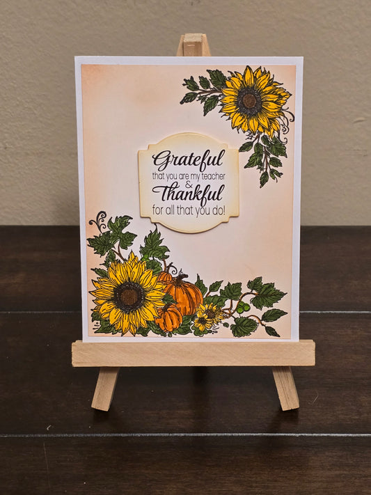 Grateful that you are my teacher & thankful for all that you do! Thanksgiving Card Set of 4