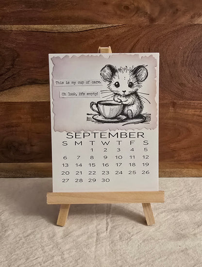 "Animals with Attitude" 2026 Desktop Calendar (Small) - Easel sold separately