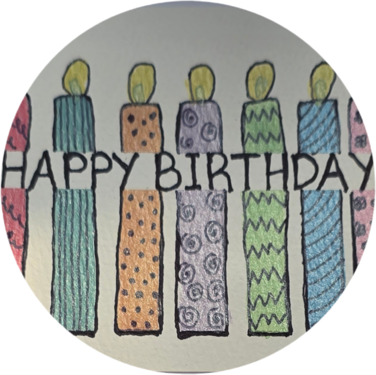 "Happy Birthday" watercolor candles, Handmade Birthday Card