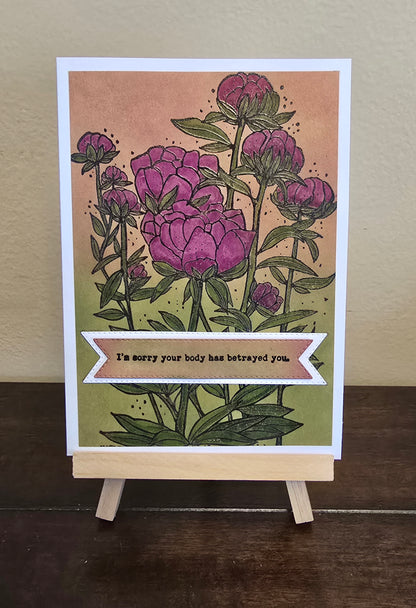 "I'm sorry your body has betrayed you. Get better quick. We've got shit to do!" Handmade Get Well Card