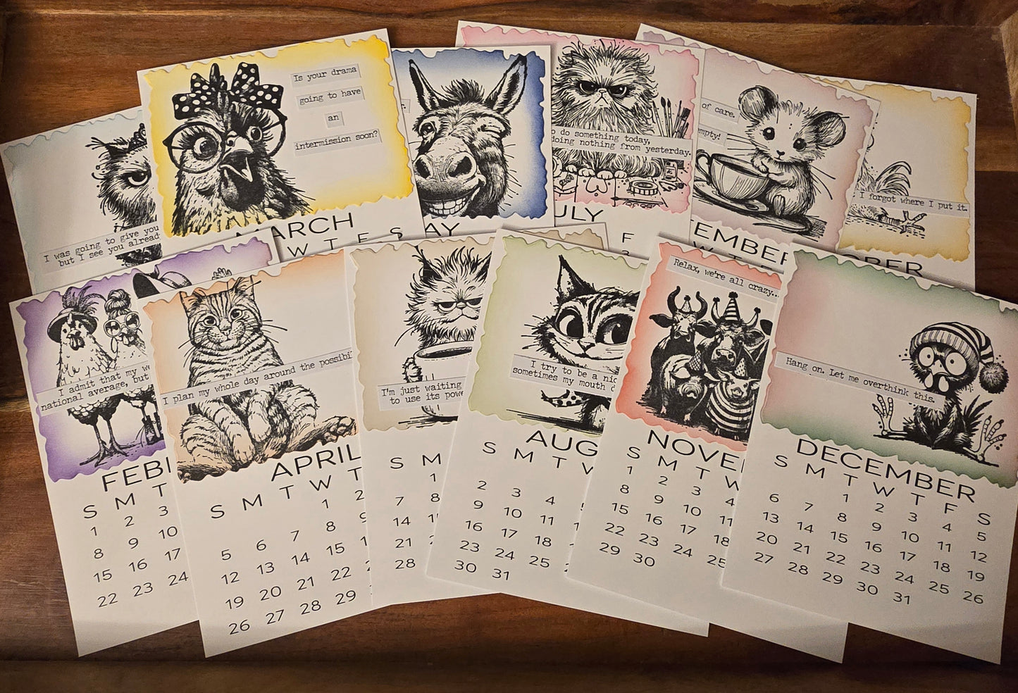 "Animals with Attitude" 2026 Desktop Calendar (Small) - Easel sold separately