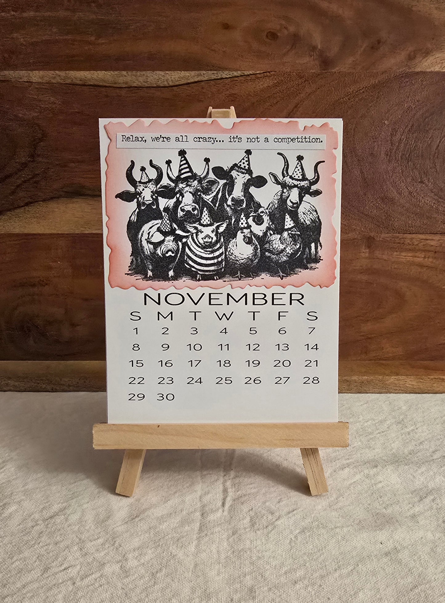"Animals with Attitude" 2026 Desktop Calendar (Small) - Easel sold separately