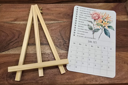 2025 8.5"x5.5" Desktop Bucket List Calendar with Birth Month Flowers (does not include easel)