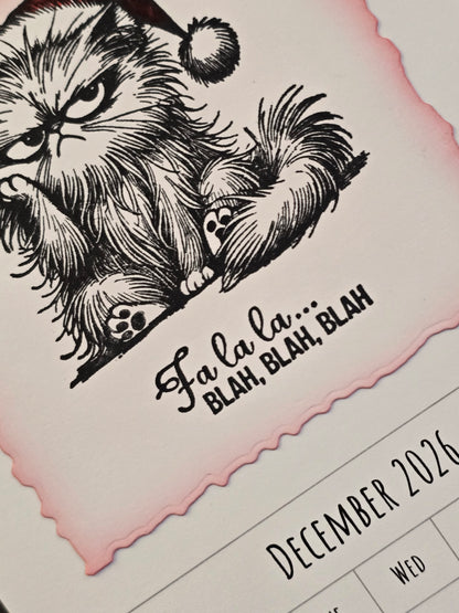 "Pissy Kitty" 2026 Hanging Calendar (Magnetic Hanger Hook Included)