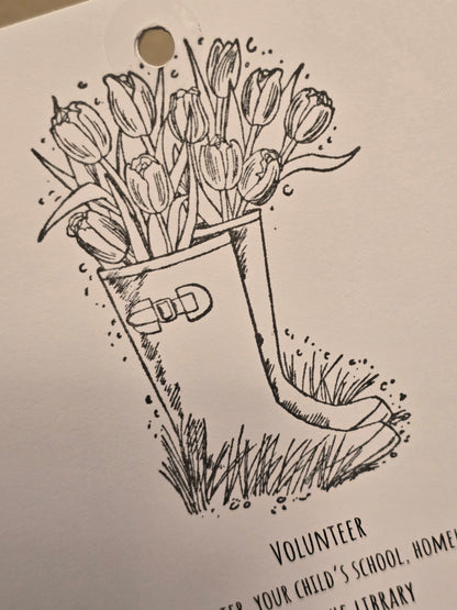 Bucket List Calendar (undated) - Simple Black & White (Magnetic Hanger Hook Included)