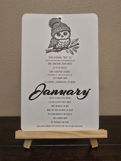 Bucket List Calendar (undated) - Simple Black & White (Magnetic Hanger Hook Included)