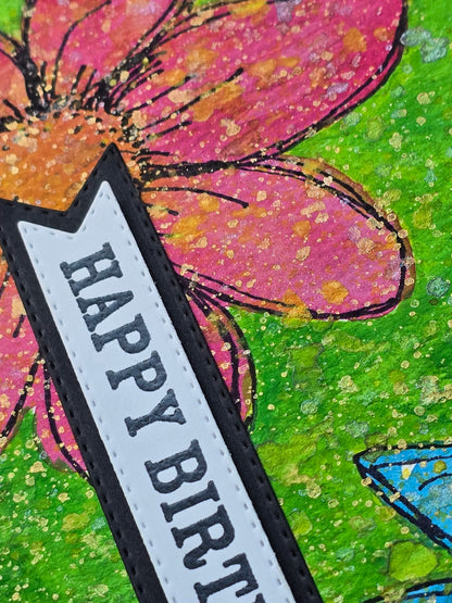 "Happy Birthday" Handmade Watercolor Card