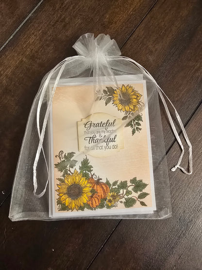 Grateful that you are my teacher & thankful for all that you do! Thanksgiving Card Set of 4