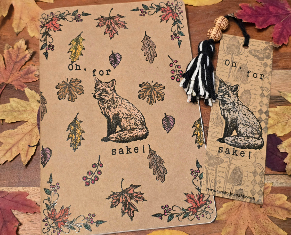 Oh, for fox sake! Coordinating Handmade Bookmark and Notebook Set