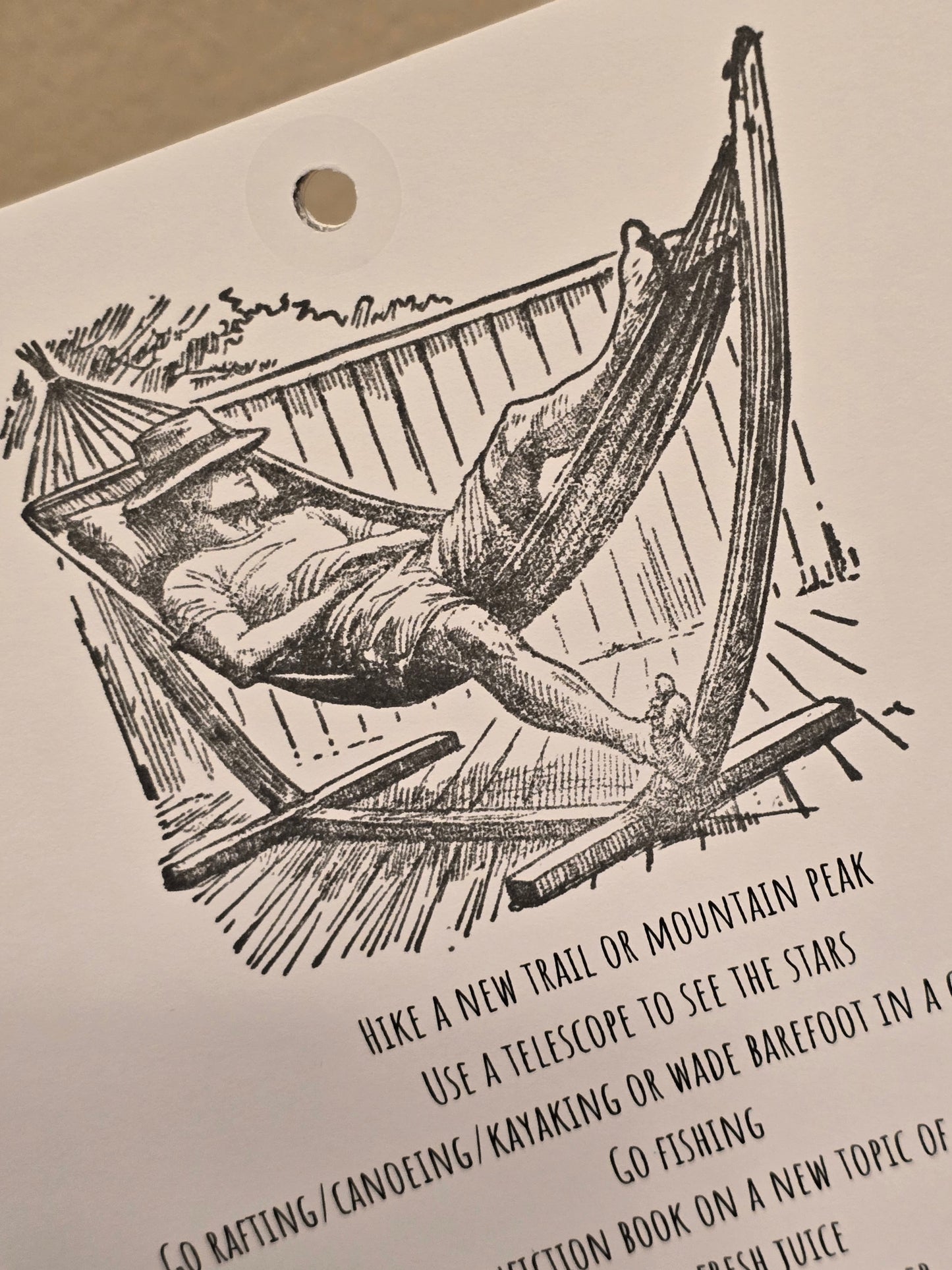 Bucket List Calendar (undated) - Simple Black & White (Magnetic Hanger Hook Included)