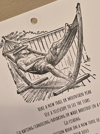 Bucket List Calendar (undated) - Simple Black & White (Magnetic Hanger Hook Included)