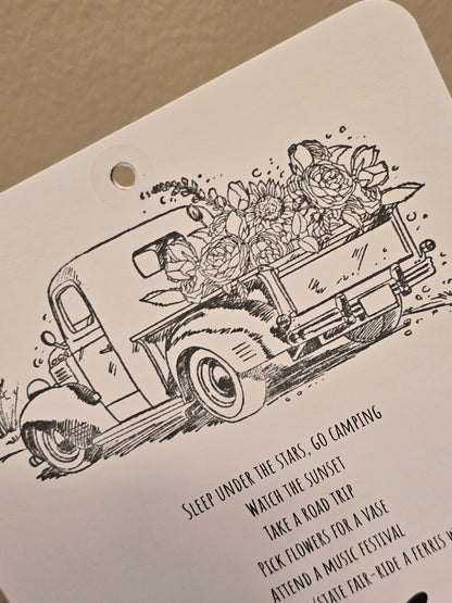 Bucket List Calendar (undated) - Simple Black & White (Magnetic Hanger Hook Included)