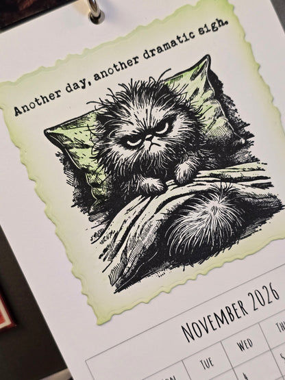 "Pissy Kitty" 2026 Hanging Calendar (Magnetic Hanger Hook Included)