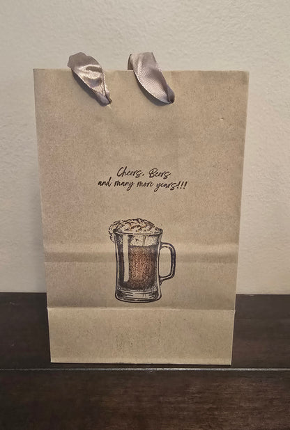 Hoppy Beer-thday Handmade Greeting Card and Gift Bag Set