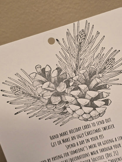 Bucket List Calendar (undated) - Simple Black & White (Magnetic Hanger Hook Included)