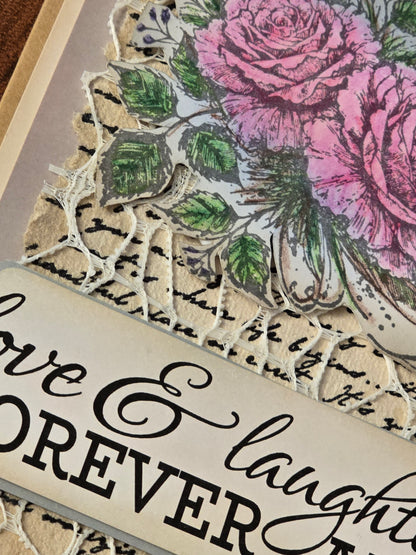 "love & laughter FOREVER AFTER" Handmade Wedding Card