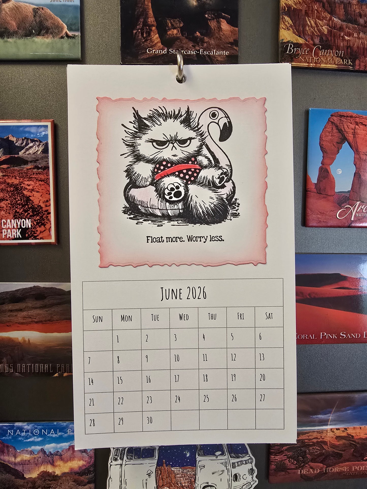 "Pissy Kitty" 2026 Hanging Calendar (Magnetic Hanger Hook Included)