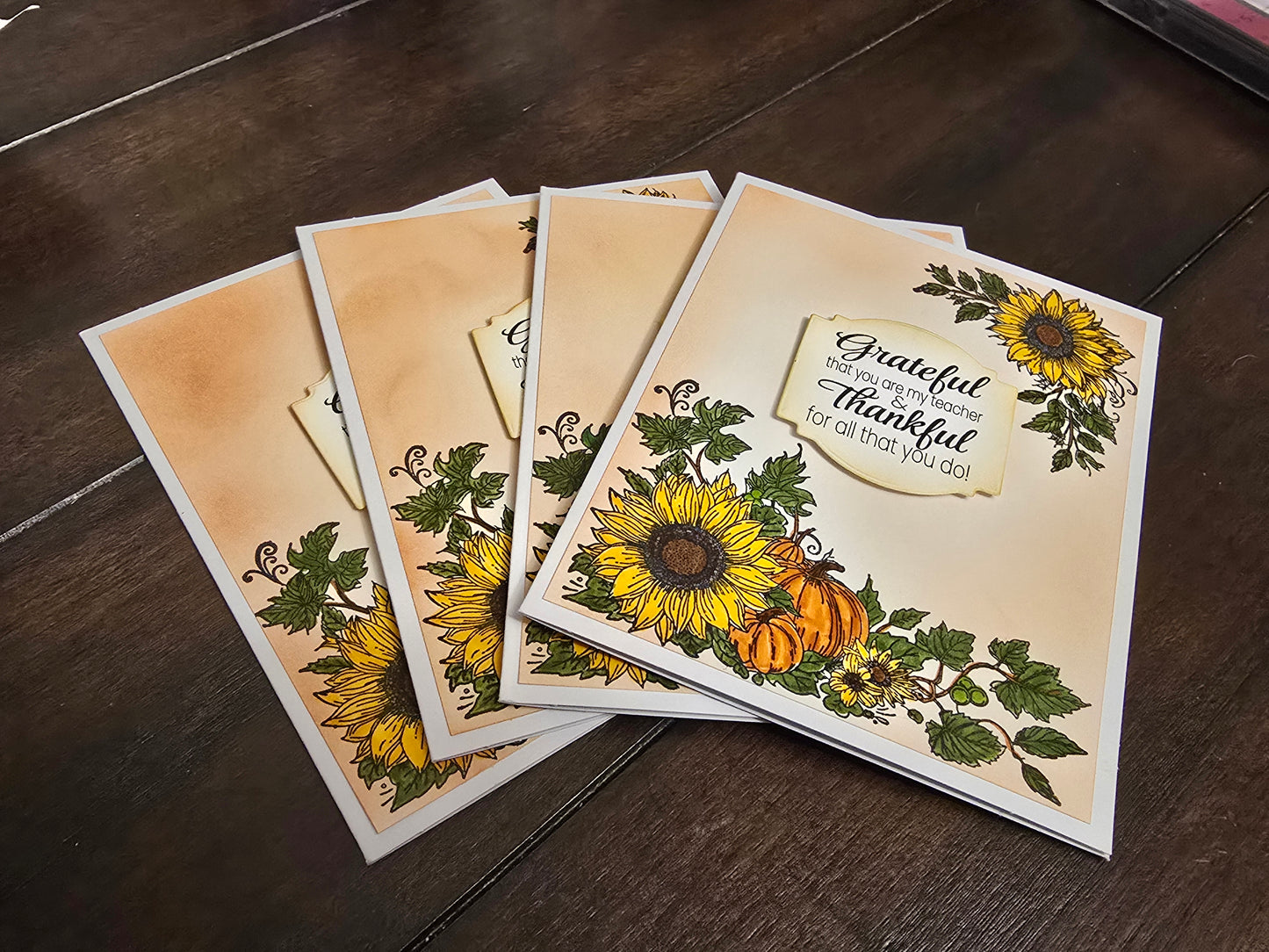 Grateful that you are my teacher & thankful for all that you do! Thanksgiving Card Set of 4