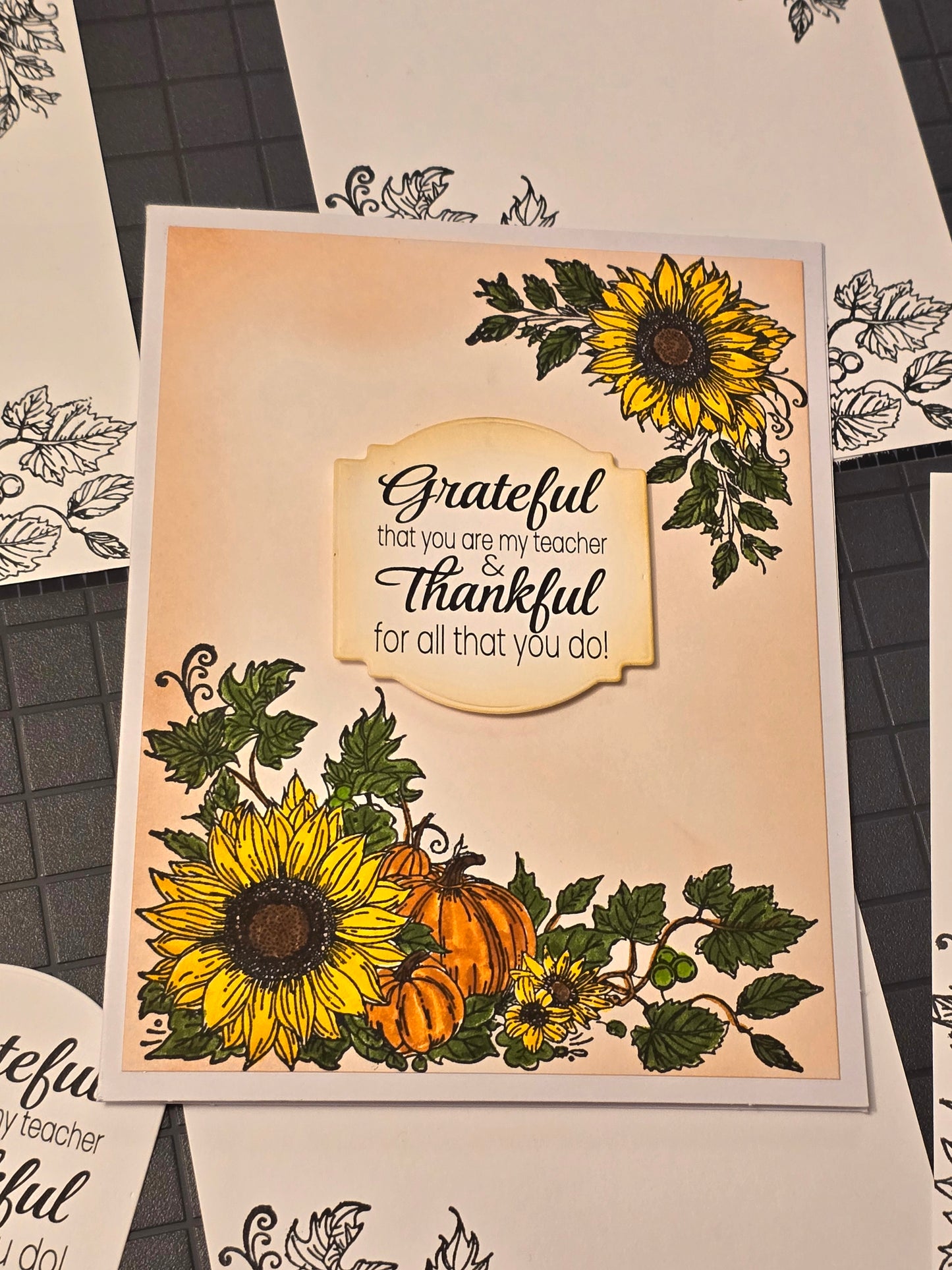 Grateful that you are my teacher & thankful for all that you do! Thanksgiving Card Set of 4