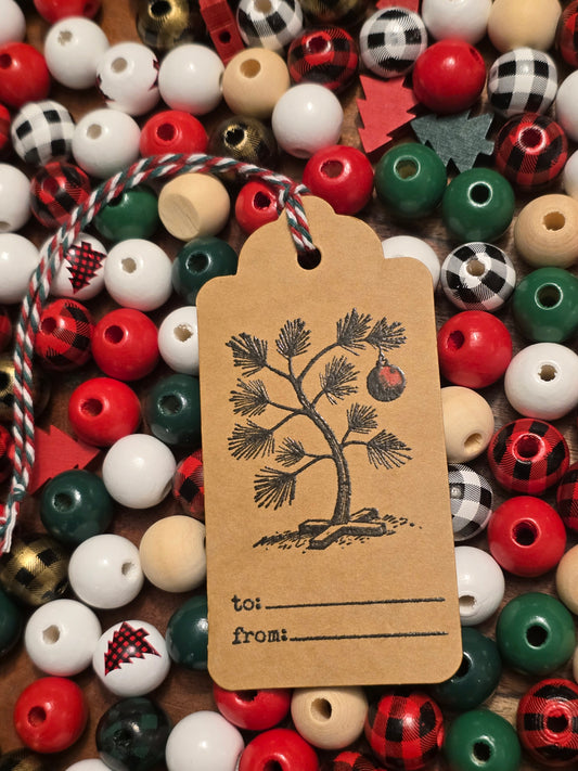 Charlie Brown Christmas Tree Gift Tag (individual, Kraft brown, 20 available)