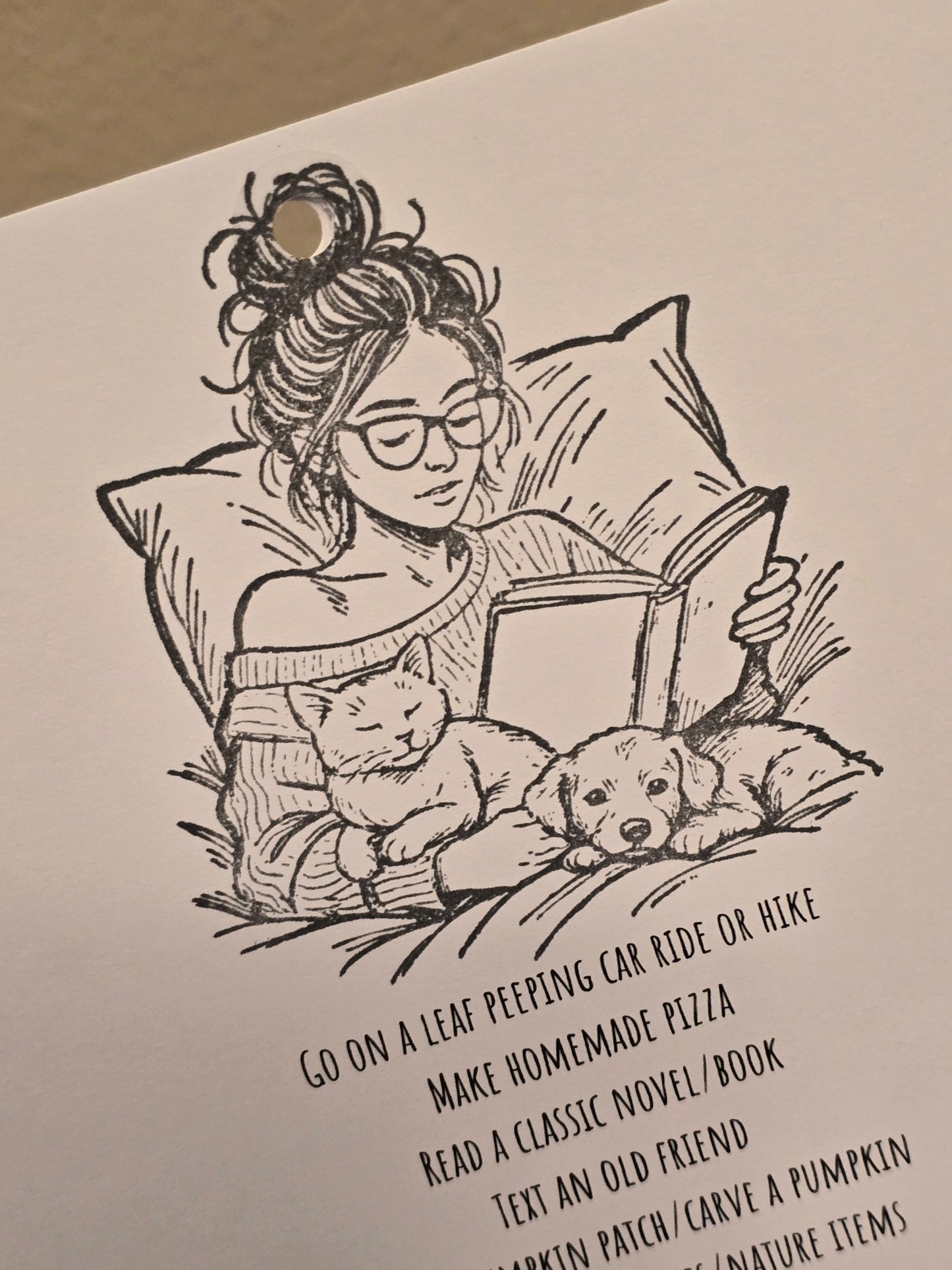 Bucket List Calendar (undated) - Simple Black & White (Magnetic Hanger Hook Included)