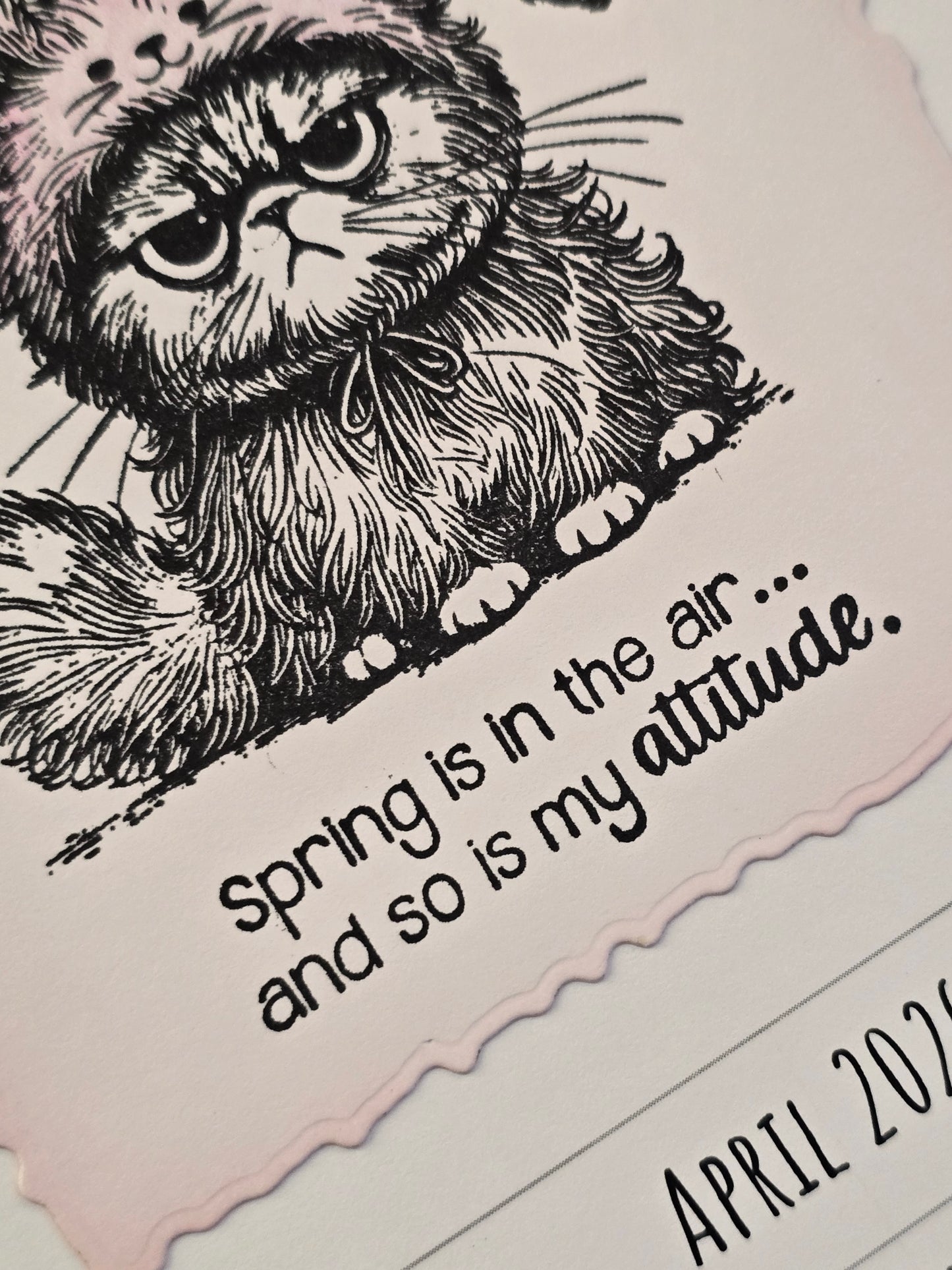 "Pissy Kitty" 2026 Hanging Calendar (Magnetic Hanger Hook Included)