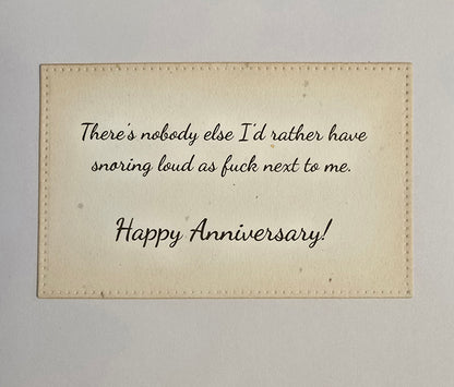 ...I recorded you snoring last night (Sweary Handmade Anniversary Card)