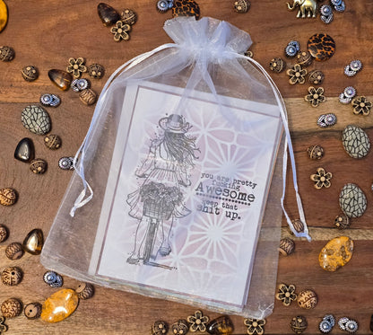 Sassy Girl Notecard Set (5 unique designs, blank Inside)