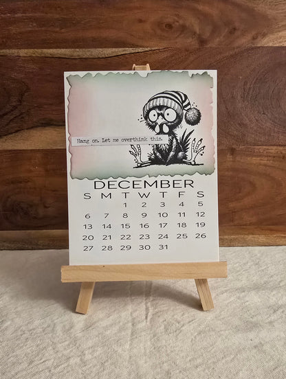 "Animals with Attitude" 2026 Desktop Calendar (Small) - Easel sold separately